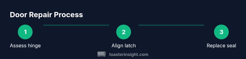 Tailwind infographic showing steps to fix toaster oven door