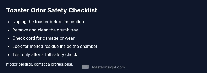 Checklist for safely inspecting a toaster with odor