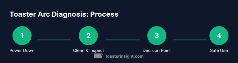 Infographic showing a 4-step process to diagnose and prevent toaster arc