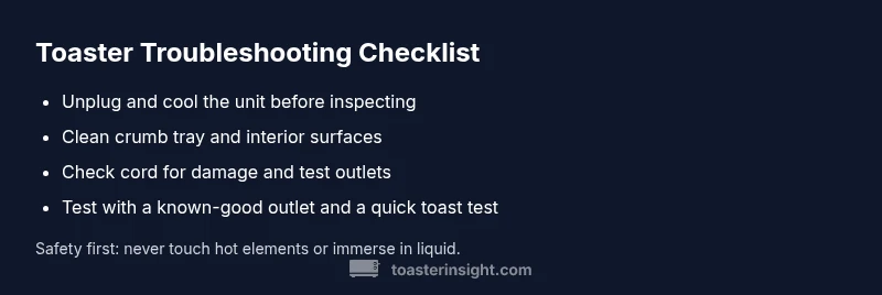 Checklist for troubleshooting a toaster
