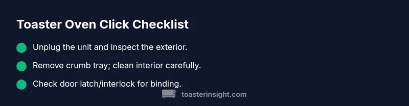 Checklist infographic for toaster oven troubleshooting