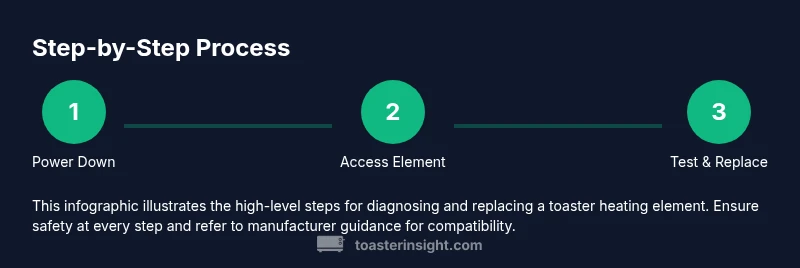 Process infographic showing steps to fix toaster heating element