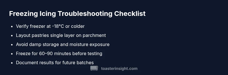 Checklist for diagnosing toaster strudel icing freezing issues