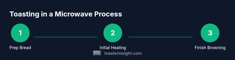 Infographic showing steps to toast bread using a microwave
