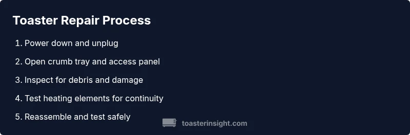 Infographic showing a process for toaster repair steps