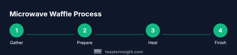 Process infographic showing microwave steps for toaster waffles