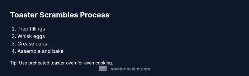 Visual infographic showing the step-by-step process of making toaster scrambles