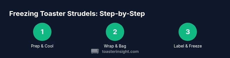 Infographic showing process to freeze toaster strudels