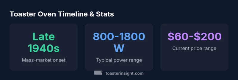 Infographic showing the history and statistics of toaster ovens