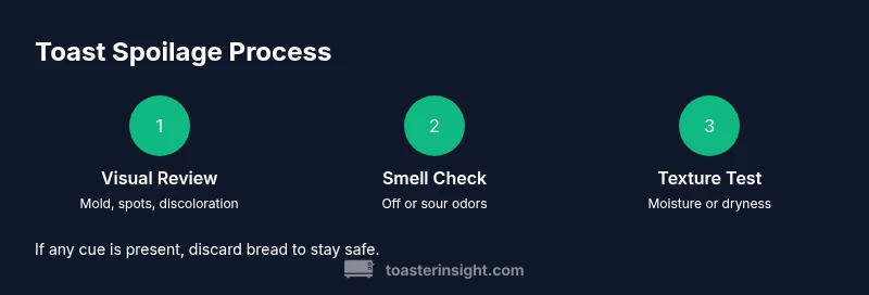 Process infographic showing steps to identify bad toast