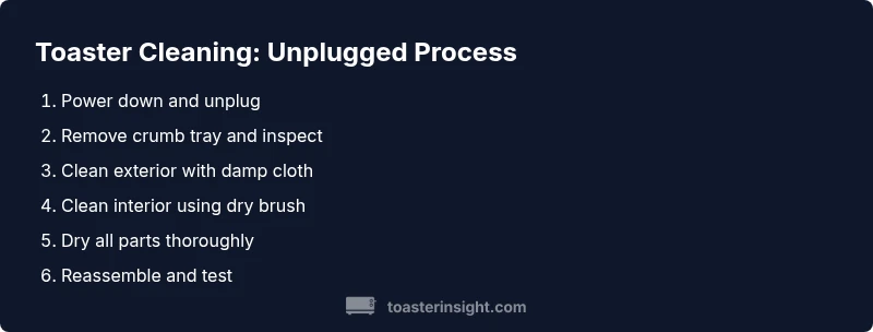 Infographic: unplugged toaster cleaning steps