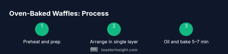 Infographic showing a 3-step process for oven-baked waffles