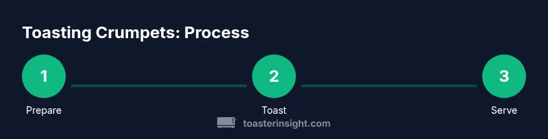 Process diagram for toasting crumpets using toaster, oven, or skillet