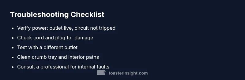 Checklist infographic for troubleshooting a Dualit toaster