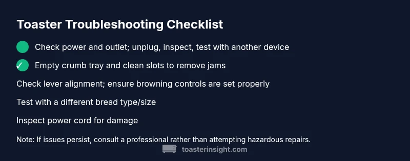 Toaster troubleshooting checklist infographic